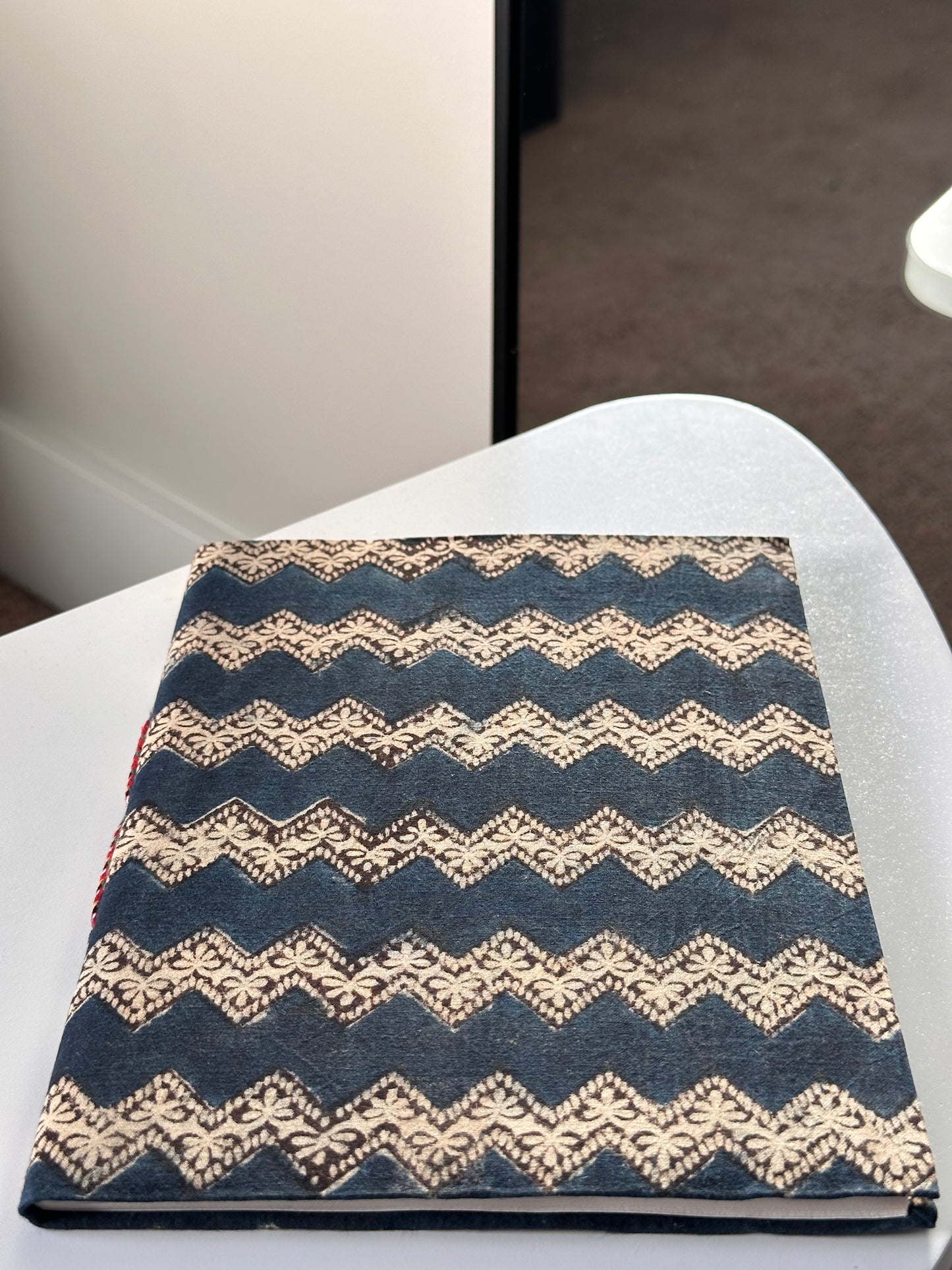 Ocean hand block print fabric cover handmade paper notebook (9*7 in)