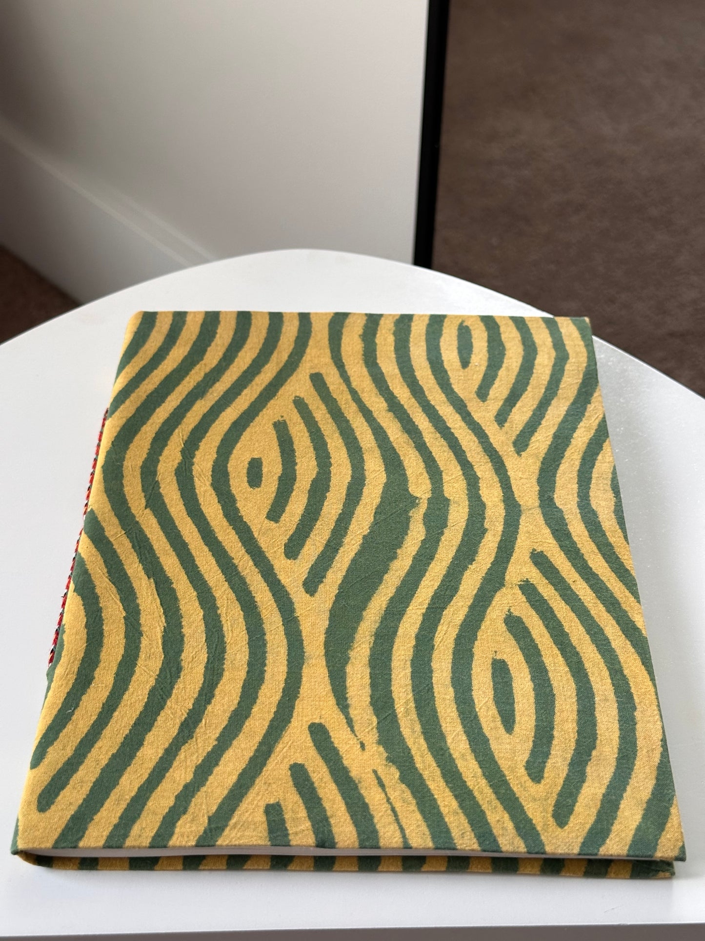 Art block print fabric cover handmade paper notebook (9*7 in)