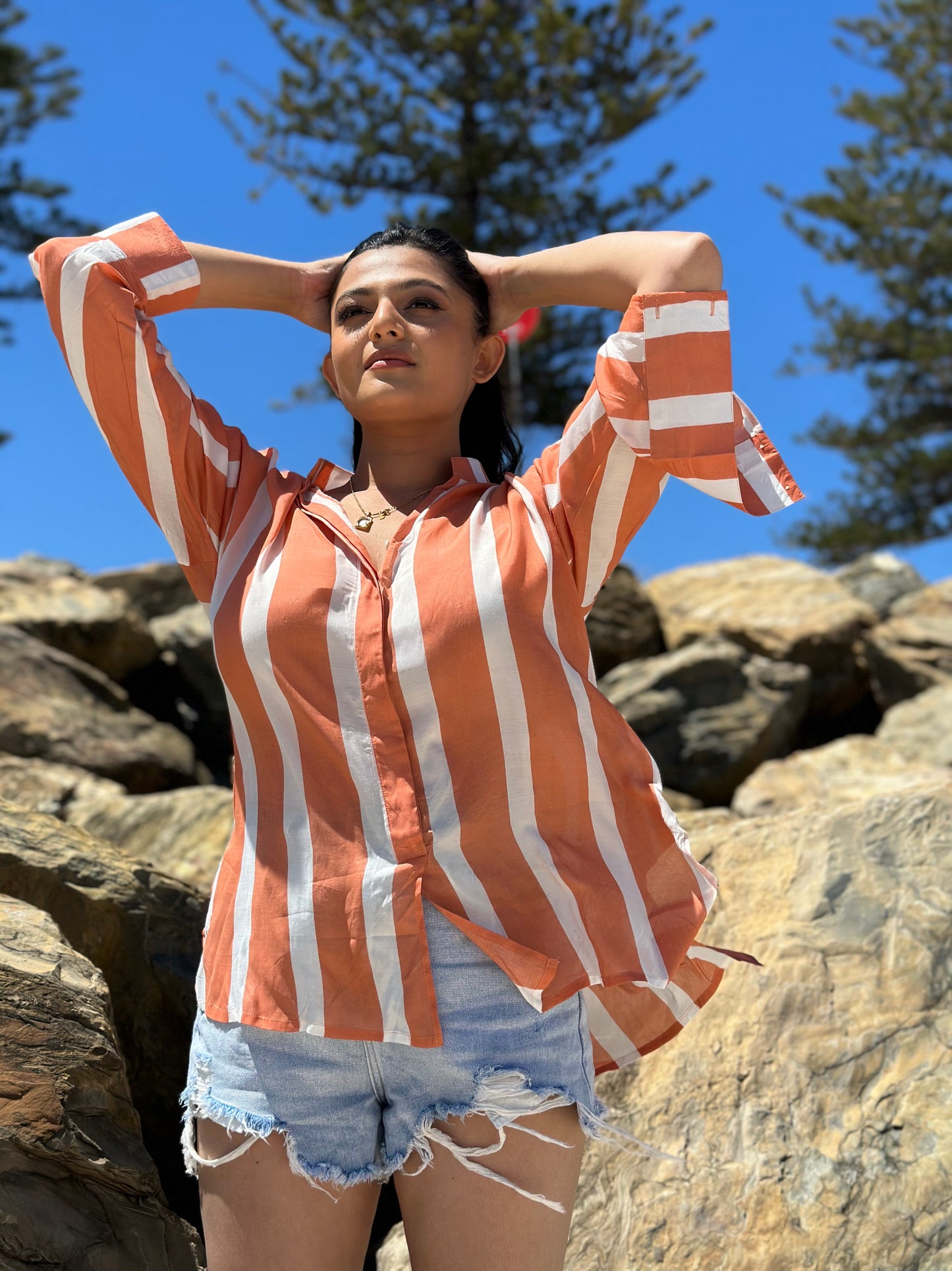 Chiara Stripes Orange Shirt