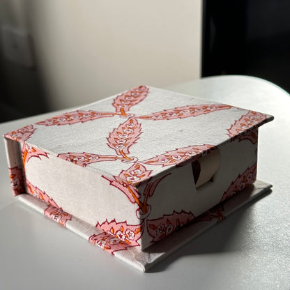 White and orange block printed Slip Box with Note Slips