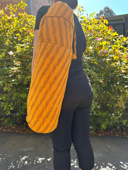 Yellow and Black Print Ikat Cotton Quilted Yoga/Beach Mat Bag