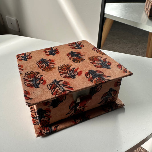 Orange block printed Slip Box with Note Slips