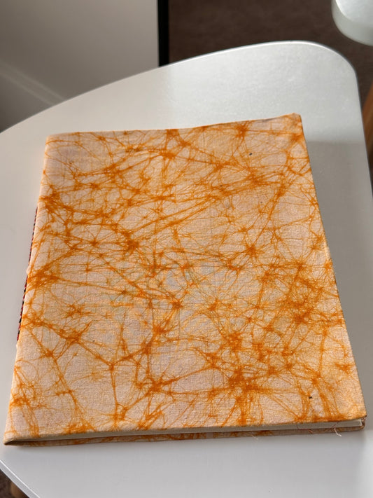 Marble finish fabric cover handmade paper notebook (9*7 in)