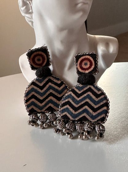 Handmade beautiful earrings made with leftover fabric