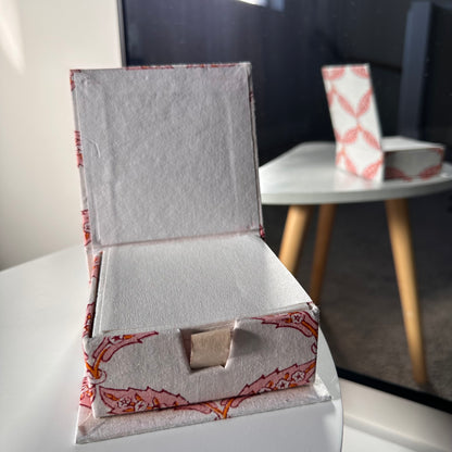 White and orange block printed Slip Box with Note Slips