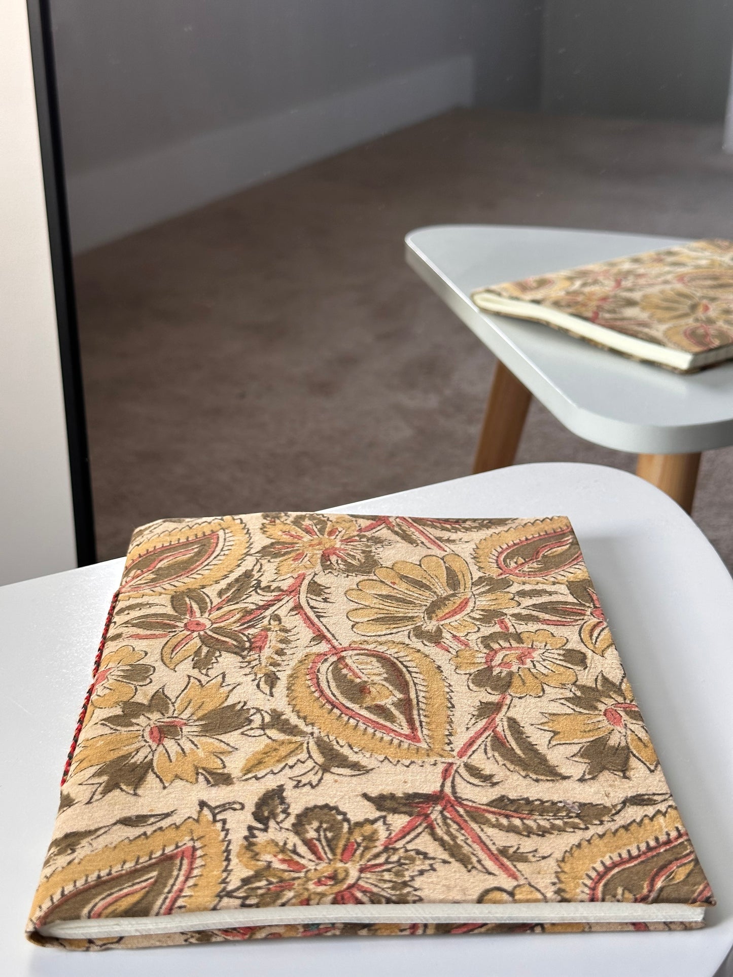 Elegant block print fabric cover handmade paper notebook (9*7 in)