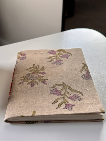 Butta print fabric cover handmade paper notebook (7*5 in)