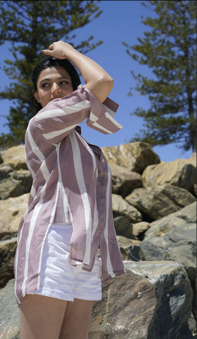 Aahna Stripes Sage Shirt